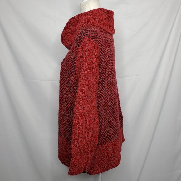 J‎ JILL red textured cowl neck turtleneck long tunic sweater M - Picture 4 of 11